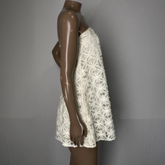 WeWoreWhat Women’s Strapless Floral Lace Mini Dress – Ivory - Picture 8 of 12